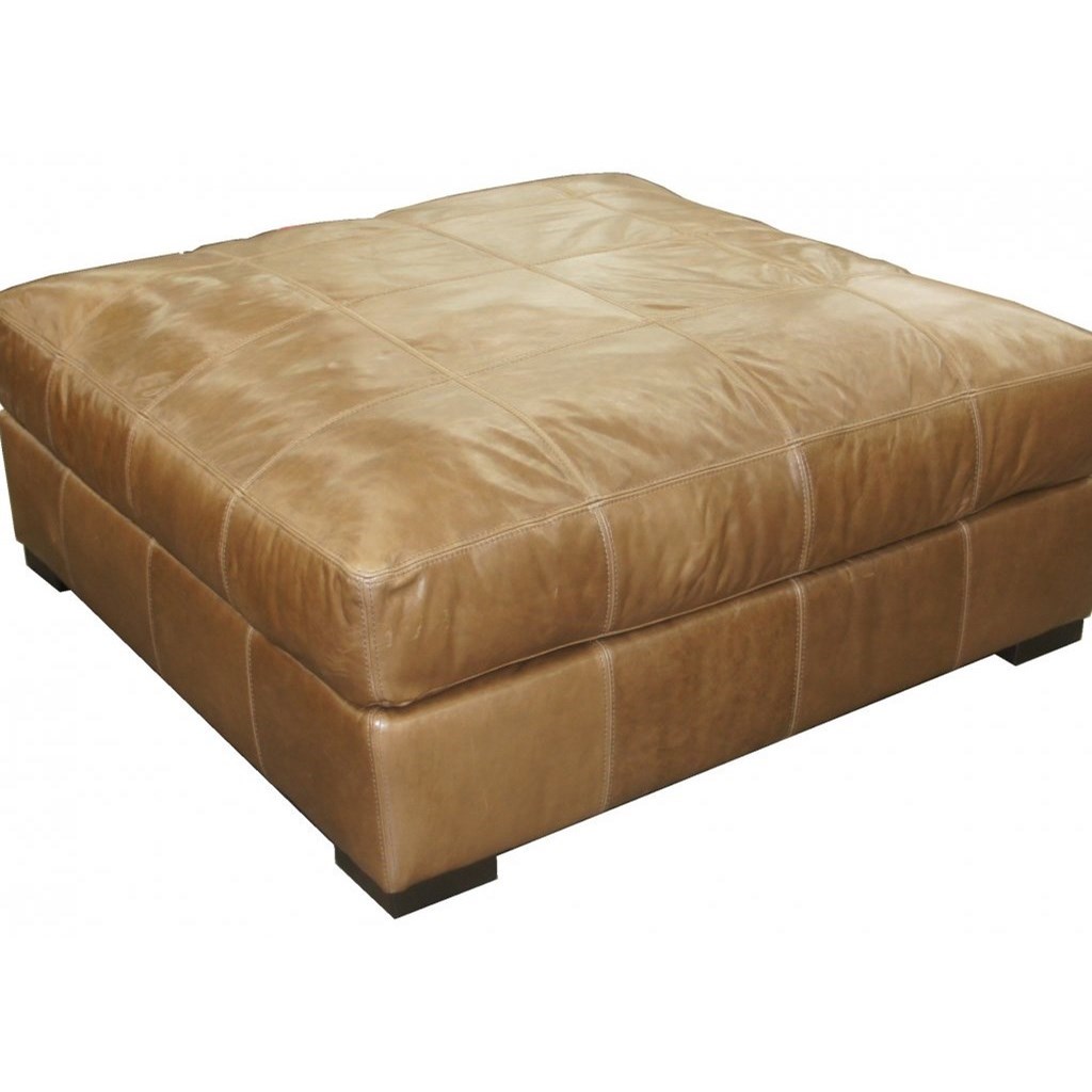Riley 83539 Contemporary Leather Cocktail Ottoman with Wood Feet